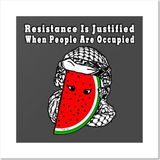 Resistance Is Justified When People Are Occupied Watermelon Keffiyeh Free Palestine With Eyes - Wrapped - Front Posters and Art